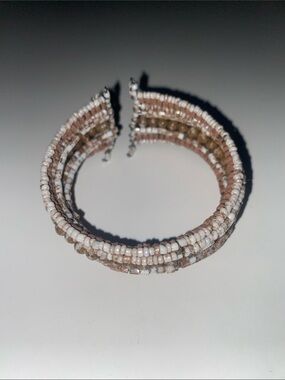 Beaded Wrap Bracelet in White and Brown